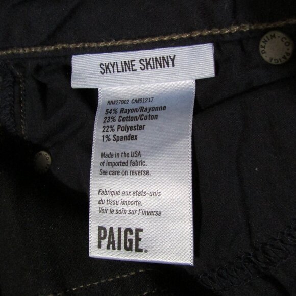 Paige Skyline Skinny Jeans Stretch Dark Wash - Picture 8 of 10
